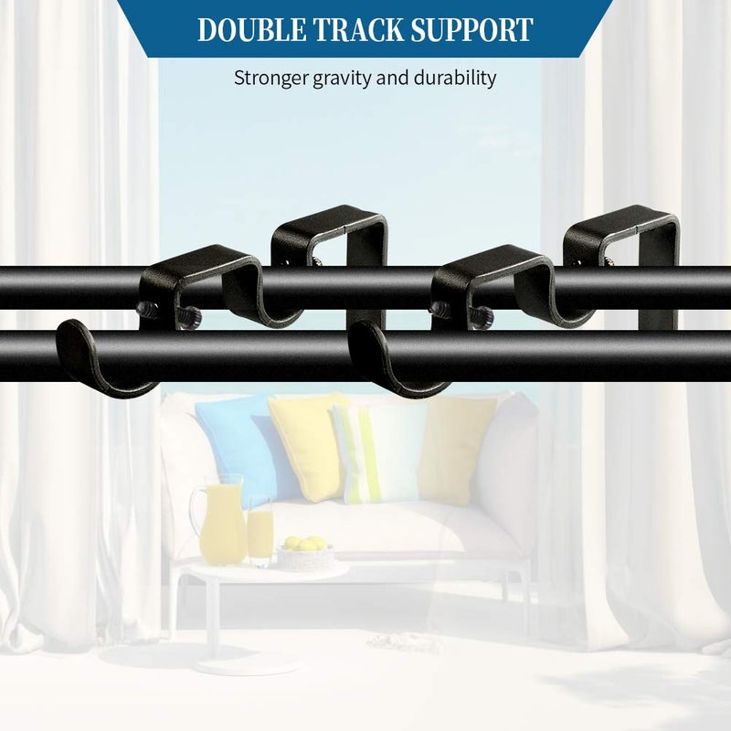Anndason Heavy Duty Curtain Rod Brackets - Double Rod Holders 1" and 5/8" Inch (Set of 6, Black) - Image 5